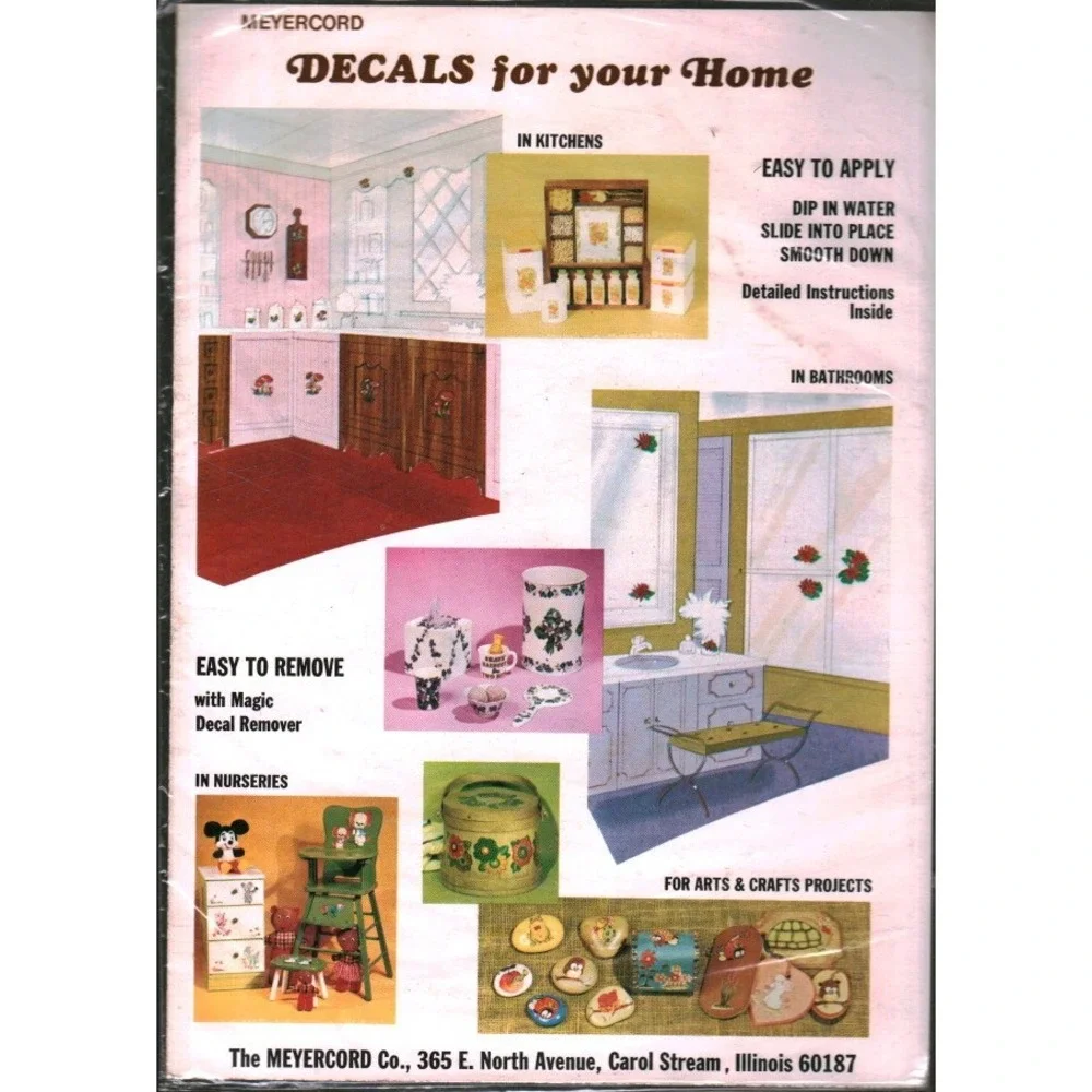 Vintage 1976 Meyercord Mini-Cals Decals 1540-J Water Slide Home Decor Crafts